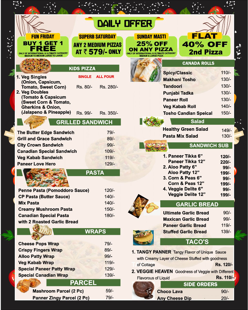 Canadian Pizza Restaurant Menu   M3 